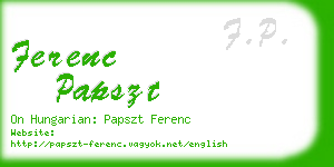 ferenc papszt business card